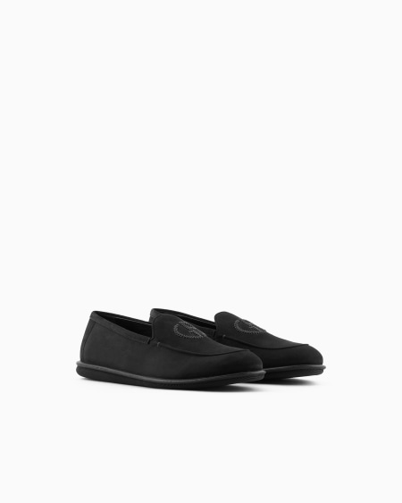 A|x Armani Exchange Suede Loafers With Embroidered Logo