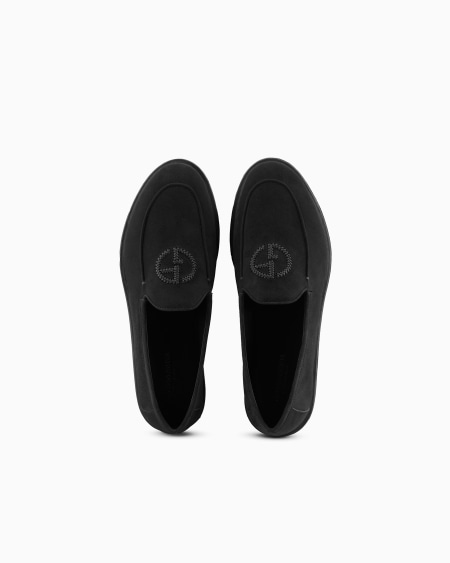 A|x Armani Exchange Suede Loafers With Embroidered Logo