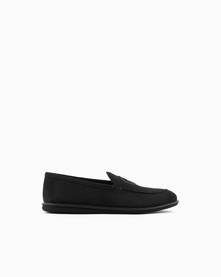 a|x armani exchange Suede loafers with embroidered logo
