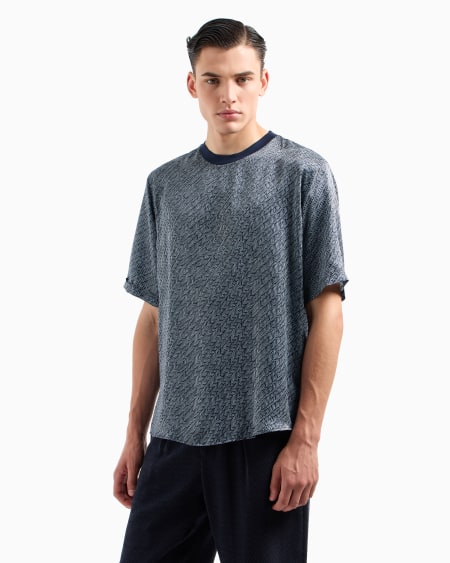 A|x Armani Exchange T-shirt Shirt In Chevron-print Silk