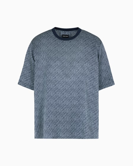 a|x armani exchange T-shirt shirt in chevron-print silk