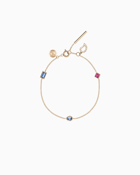 a|x armani exchange Tamara bracelet in 18k gold with diamonds sapphires and rubies