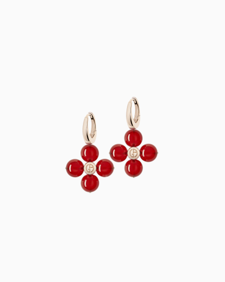a|x armani exchange Tamara earrings in 18k gold and carnelian