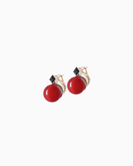 a|x armani exchange Tamara earrings in 18k gold sapphires and carnelian
