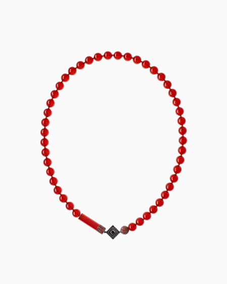 a|x armani exchange Tamara necklace in 18k gold carnelian and sapphires