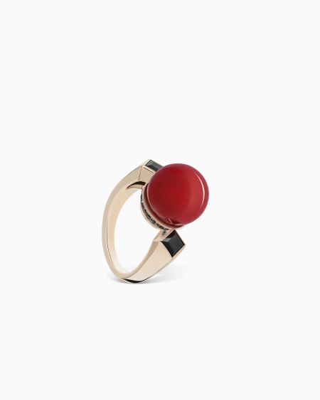 a|x armani exchange Tamara ring in 18k gold sapphires and carnelian