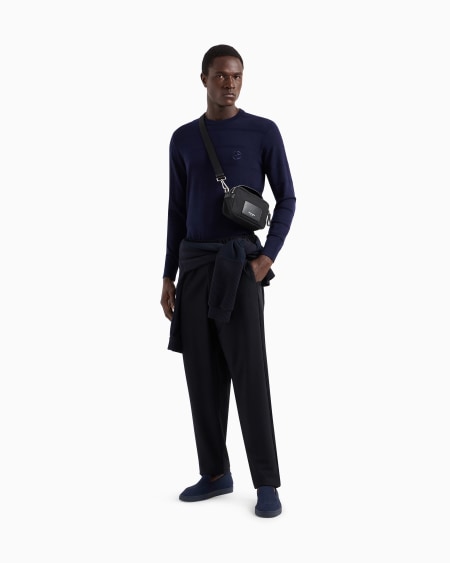 A|x Armani Exchange Technical Waffle Flat-front Trousers