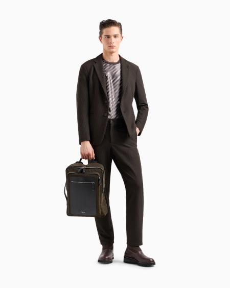 A|x Armani Exchange Technical Waffle Flat-front Trousers