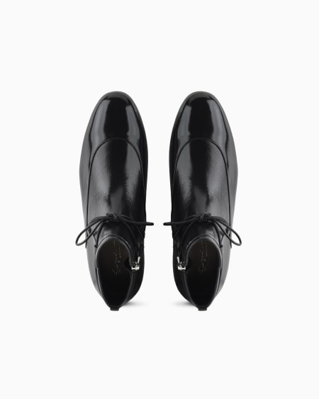 A|x Armani Exchange Textured Patent-leather Ankle Boots