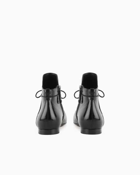 A|x Armani Exchange Textured Patent-leather Ankle Boots