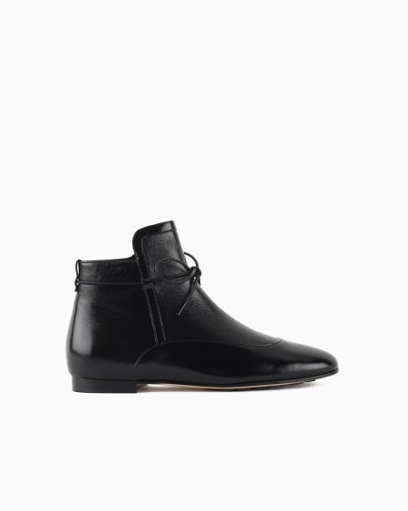 a|x armani exchange Textured patent-leather ankle boots