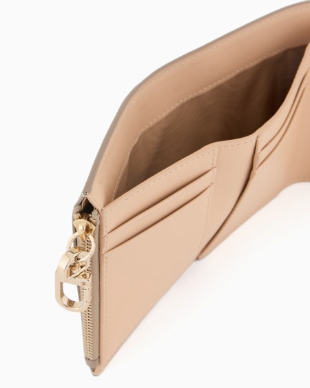 A|x Armani Exchange Trifold Wallet In Pebbled Calfskin