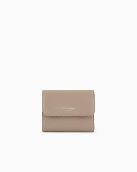 a|x armani exchange Trifold wallet in pebbled calfskin