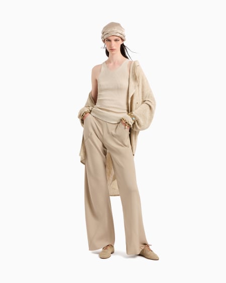 A|x Armani Exchange Triple Silk Georgette Flared Trousers