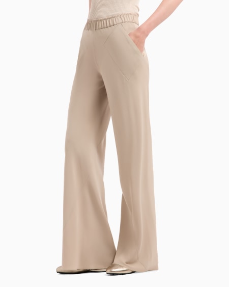 A|x Armani Exchange Triple Silk Georgette Flared Trousers