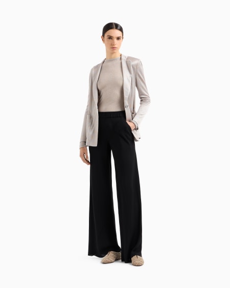 A|x Armani Exchange Triple Silk Georgette Flared Trousers