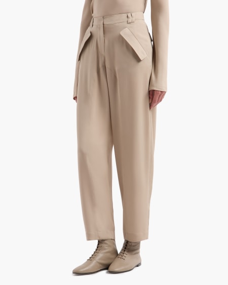 A|x Armani Exchange Triple Silk Georgette Straight Trousers