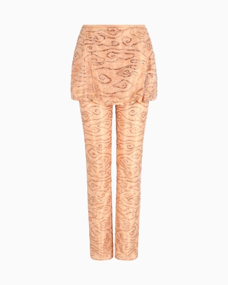 a|x armani exchange Trousers with embroidered silk and viscose panel