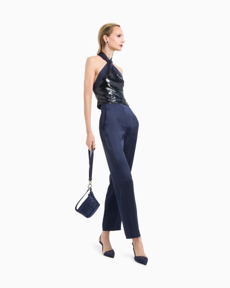 A|x Armani Exchange Tulle Top Embroidered With Sequins