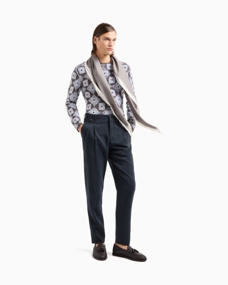 A|x Armani Exchange Two-dart Trousers In Silk-blend Twill