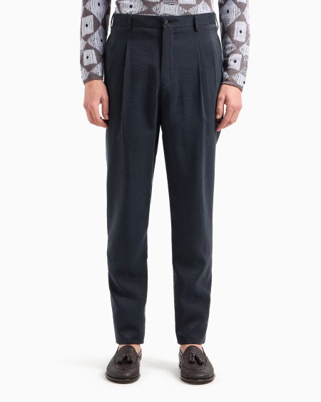 A|x Armani Exchange Two-dart Trousers In Silk-blend Twill