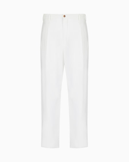 a|x armani exchange Two-dart trousers in silk-blend twill