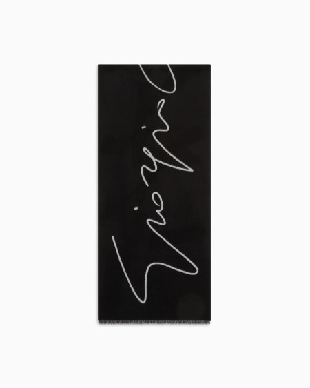 a|x armani exchange Two-tone wool and silk scarf with signature logo