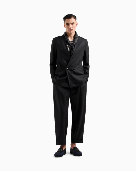 A|x Armani Exchange Upton Line Double-breasted Suit In A Micro Gingham Virgin Wool