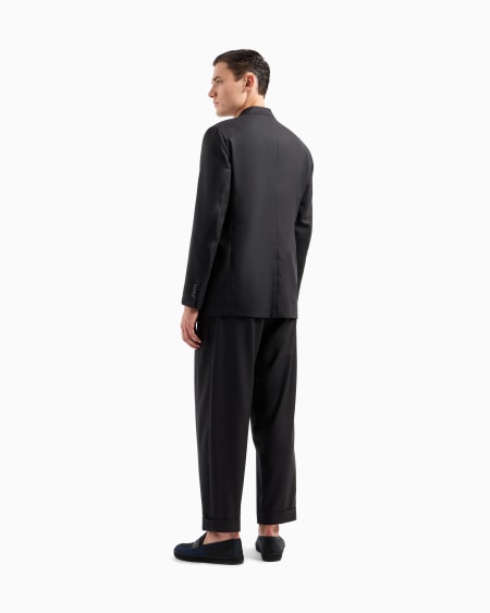 A|x Armani Exchange Upton Line Double-breasted Suit In A Micro Gingham Virgin Wool