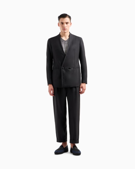 A|x Armani Exchange Upton Line Double-breasted Suit In A Micro Gingham Virgin Wool