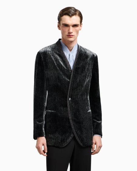 A|x Armani Exchange Upton Line Lurex Velvet And Rhinestone Tuxedo Jacket