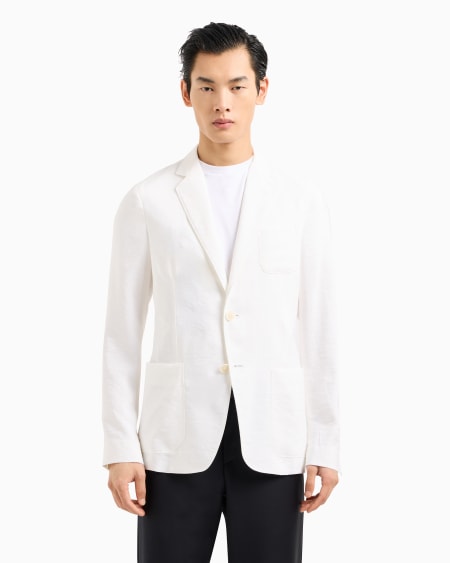 A|x Armani Exchange Upton Line Single-breasted Jacket In A Silk-blend Twill