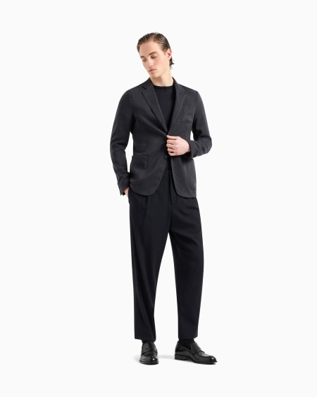 A|x Armani Exchange Upton Line Single-breasted Jacket In A Silk-blend Twill