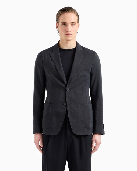 A|x Armani Exchange Upton Line Single-breasted Jacket In A Silk-blend Twill
