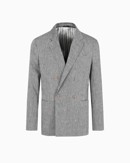 a|x armani exchange Upton Line single-breasted jacket in denim-effect linen and wool