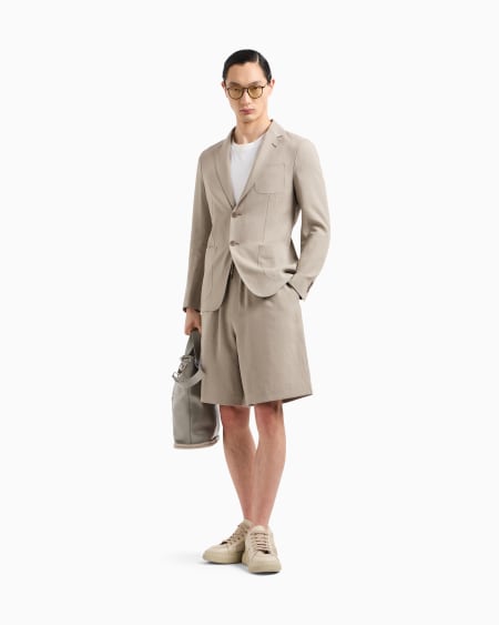 A|x Armani Exchange Upton Line Single-breasted Jacket In Linen Canvas