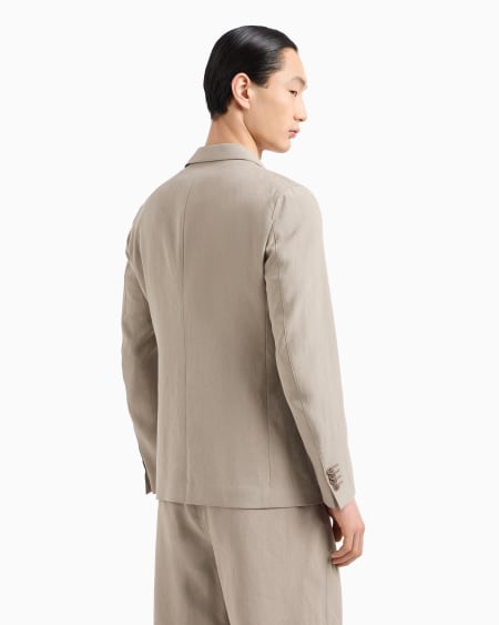 A|x Armani Exchange Upton Line Single-breasted Jacket In Linen Canvas