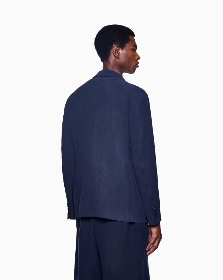 A|x Armani Exchange Upton Line Single-breasted Jacket In Linen Canvas