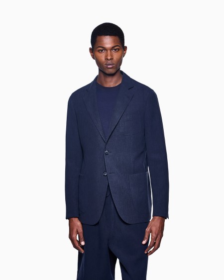 A|x Armani Exchange Upton Line Single-breasted Jacket In Linen Canvas