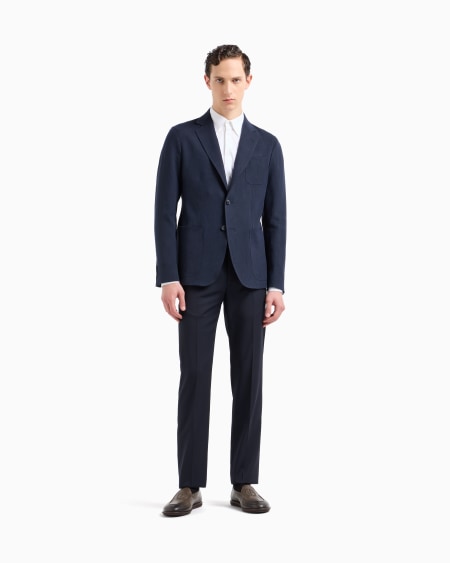 A|x Armani Exchange Upton Line Single-breasted Jacket In Pure Linen Canvas