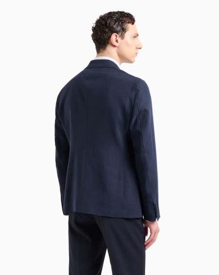 A|x Armani Exchange Upton Line Single-breasted Jacket In Pure Linen Canvas