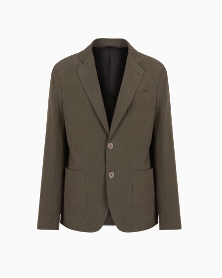 A|x Armani Exchange Upton Line Single-breasted Jacket In Pure Linen Canvas