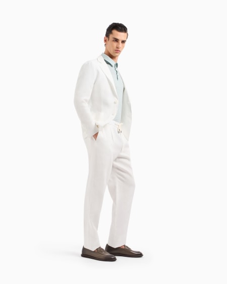 A|x Armani Exchange Upton Line Single-breasted Jacket In Pure Linen Canvas