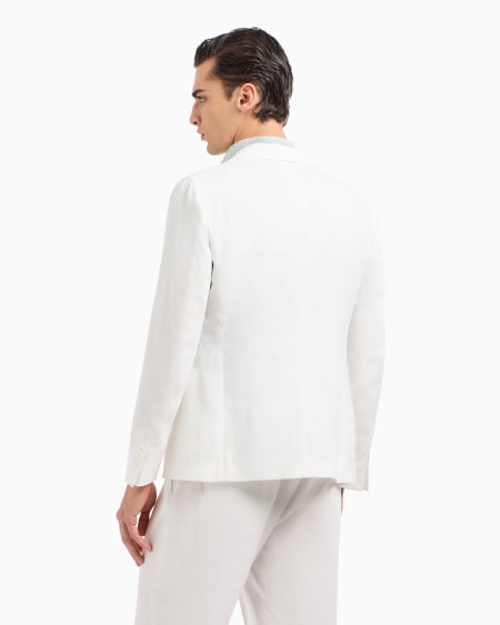 A|x Armani Exchange Upton Line Single-breasted Jacket In Pure Linen Canvas