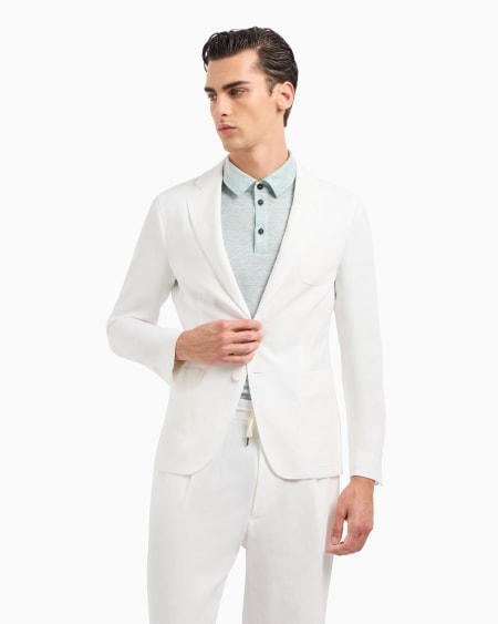 A|x Armani Exchange Upton Line Single-breasted Jacket In Pure Linen Canvas