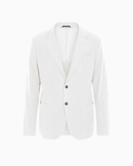 a|x armani exchange Upton line single-breasted jacket in pure linen canvas