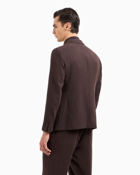 A|x Armani Exchange Upton Line Single-breasted Jacket In Pure Linen Canvas