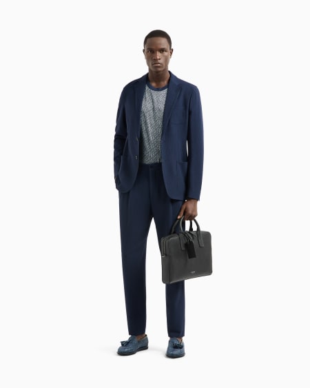 A|x Armani Exchange Upton Line Single-breasted Jacket In Seersucker Virgin Wool