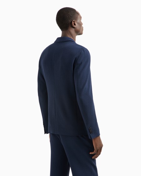 A|x Armani Exchange Upton Line Single-breasted Jacket In Seersucker Virgin Wool