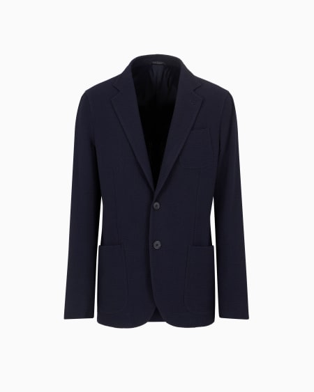 a|x armani exchange Upton line single-breasted jacket in virgin wool and cashmere seersucker